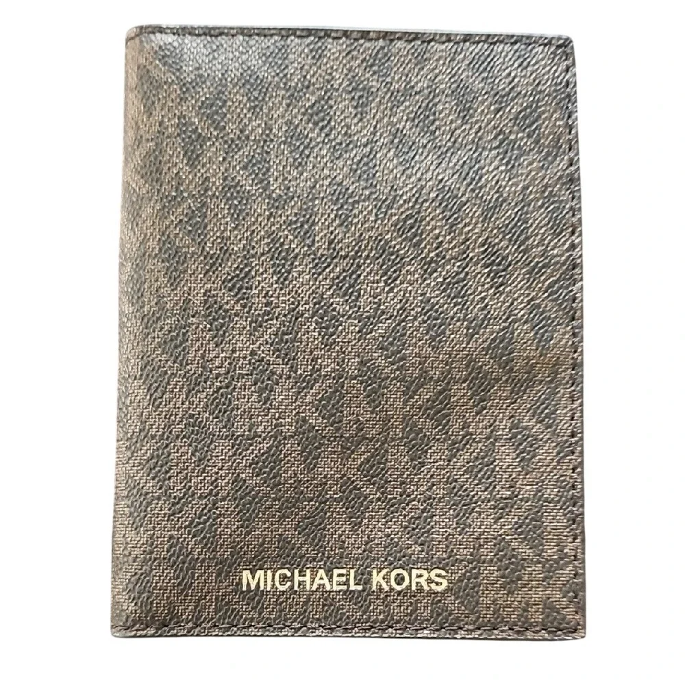 Michael Kors Signature Monogram Brown Passport Card Holder